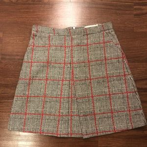 Louche/Mod Cloth Pleated Houndstooth Plaid Skirt